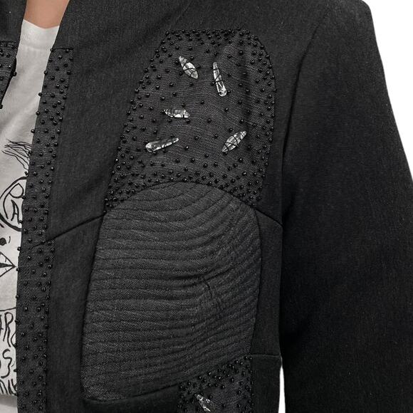 Minh Khoa Designer Jacket RARE Charcoal Black Beaded Exquisite Detailing | S/M - Picture 5 of 12